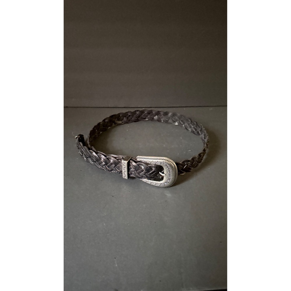 Levi's Braided Belt Western Style Silver Buckle Brown Leather Size M